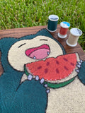 Sleepy Giant Eating Watermelon